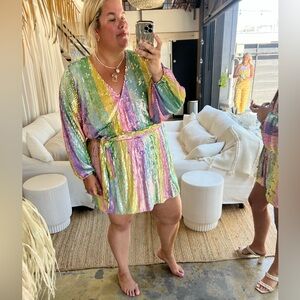 NWT! Show Me Your Mumu Wear Me Out Sparkle Rainbow Dress / Size 3X
